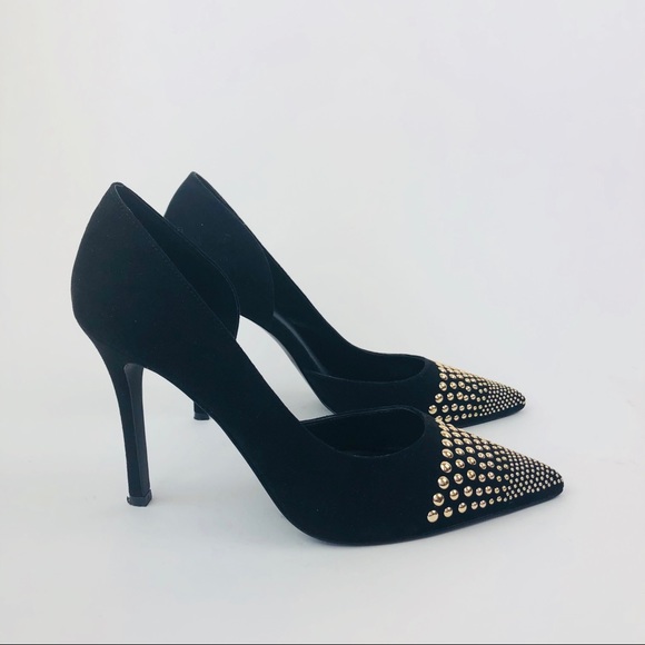 BCBGeneration PL-Ttrilda Black Studded Suede Heels - Picture 2 of 7